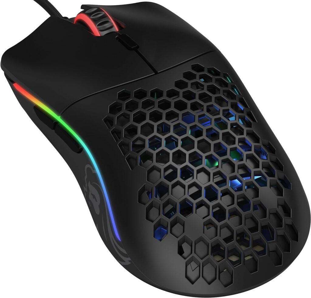 Gaming Model O Wired Gaming Mouse 67g Superlight Honeycomb Design, RGB, Pixart 3360 Sensor, Omron Switches, Ambidextrous - Matte Black