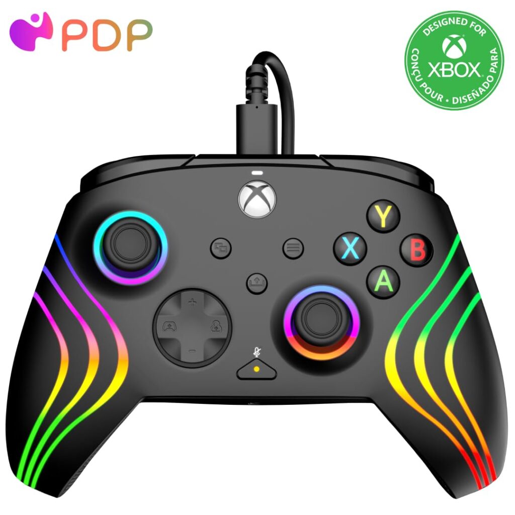 PDP Gaming Afterglow™ Wave Enhanced Wired Controller for Xbox Series X|S, Xbox One and Windows 10/11 PC, advanced gamepad video game controller, Officially Licensed by Microsoft for Xbox, Black