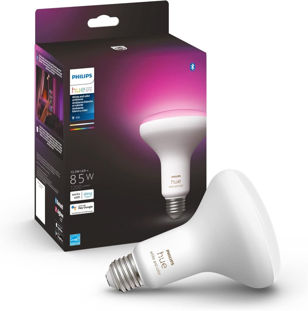 Philips Hue White and Color Ambiance BR30 LED Smart Bulbs _Bluetooth Compatible__ Compatible with Alexa_ Google Assistant_ and Apple HomeKit