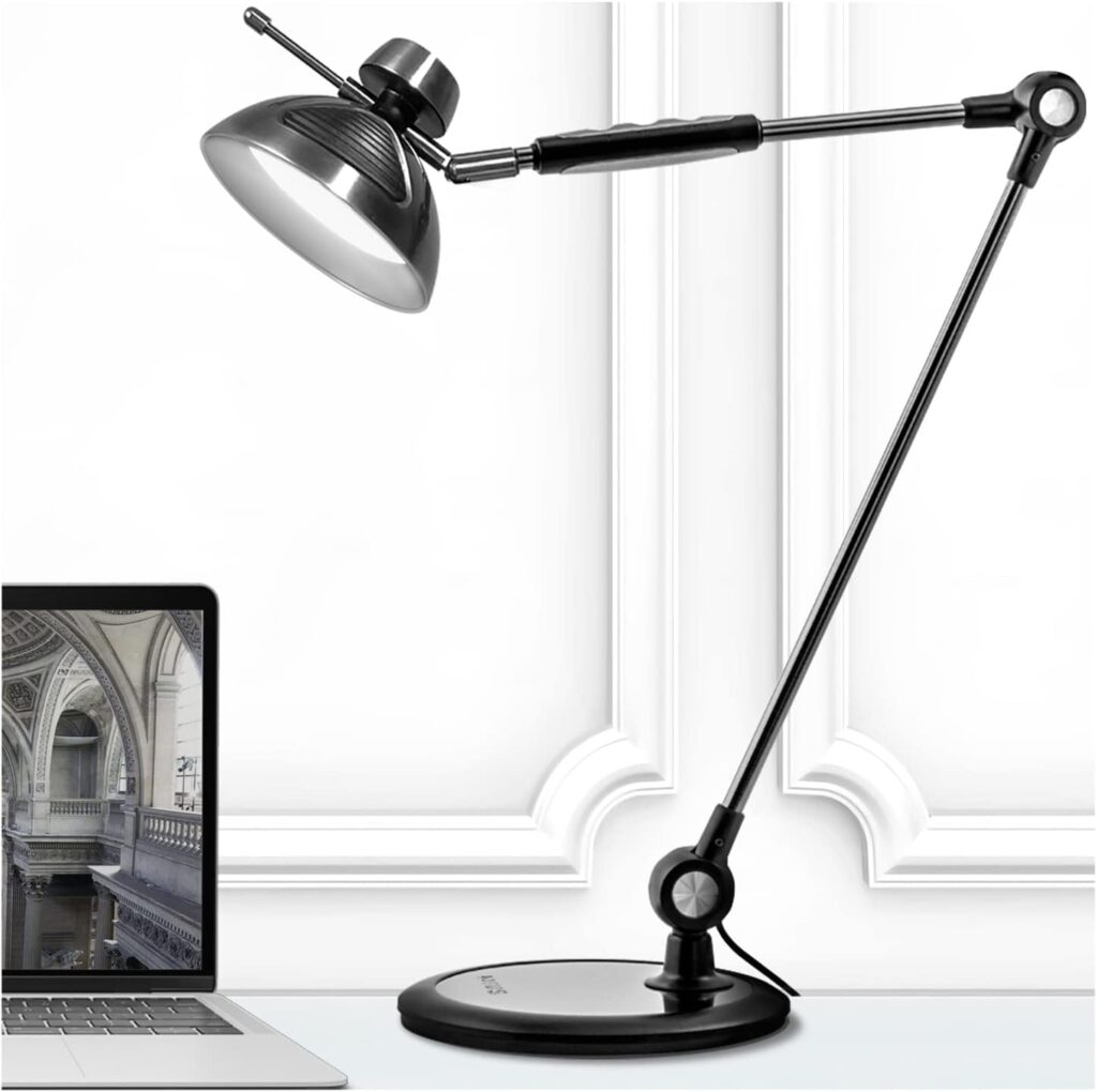 Desk Lamp Gesture Control, OTUS LED Architect Desk lamp for Home Office, Adjustable Metal Swing Arm, Tall Task Light for Drafting or Bedside Table Reading, 12 Brightness, 3 Touch Eye-Caring Modes