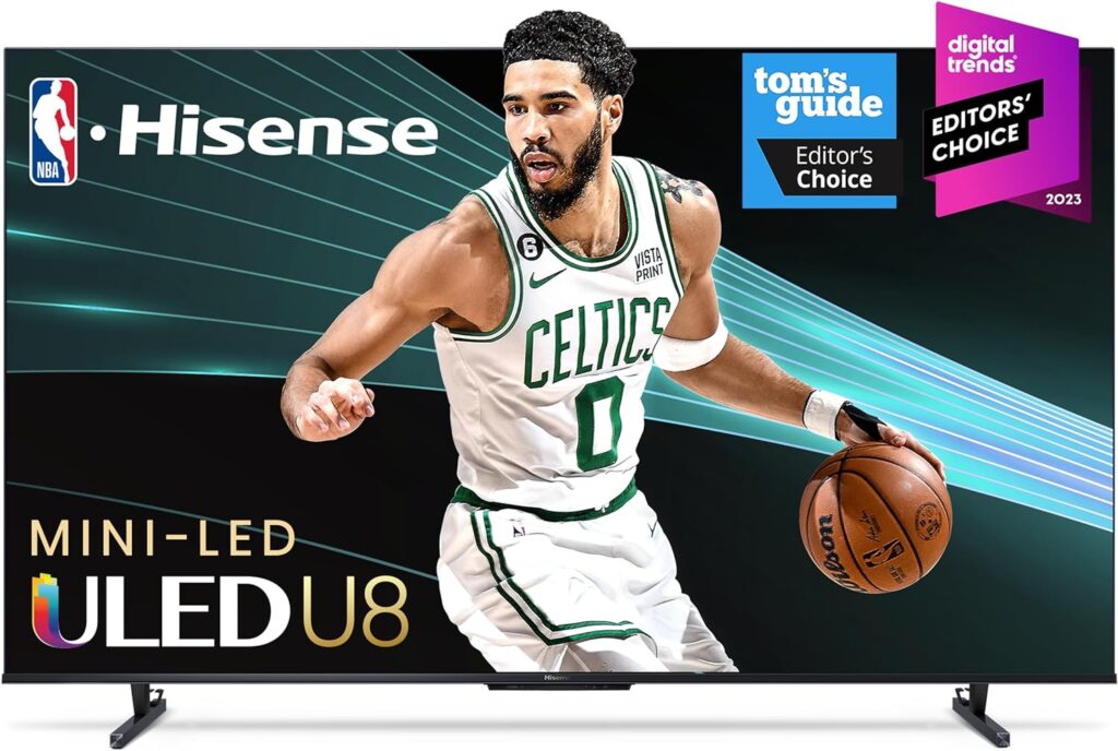 Hisense 65-Inch Class U8 Series Mini-LED ULED 4K UHD Google Smart TV (65U8K) - QLED, 480 Motion Rate, 144Hz Game Mode Pro, Dolby Vision IQ, HDMI 2.1, Alexa Compatibility, 2.1.2 Multi-Channel Audio