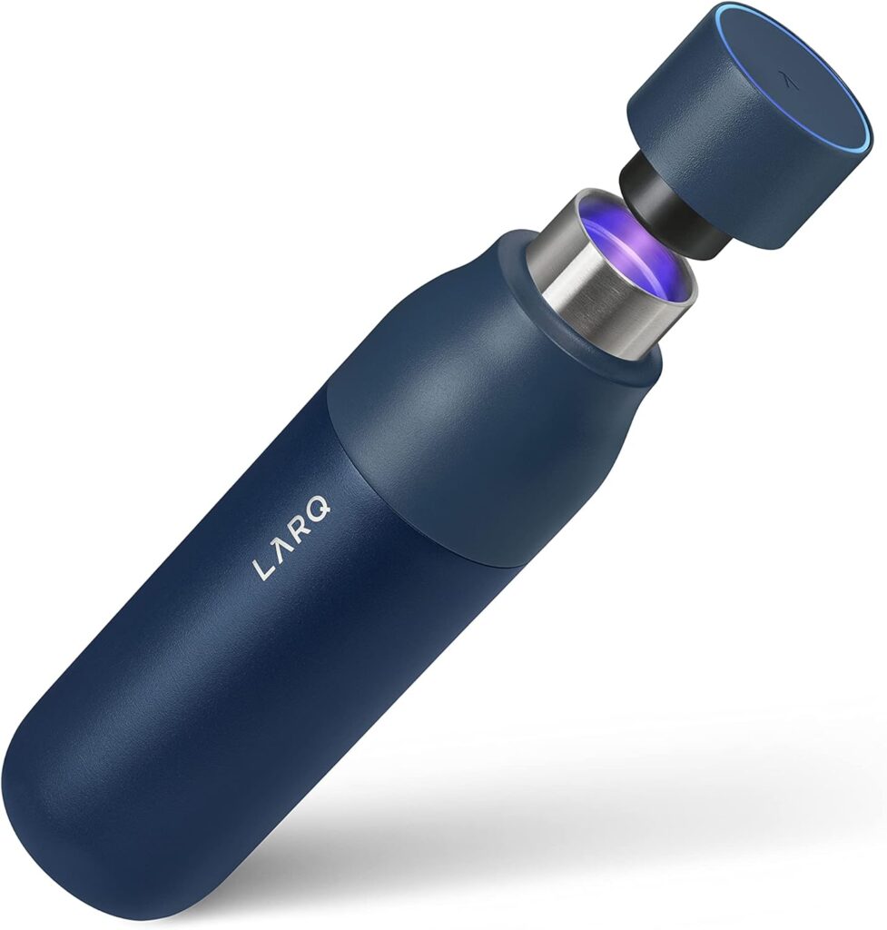 LARQ Bottle PureVis 25 oz - Self-Cleaning and Insulated Stainless Steel Water Bottle with UV Water Purifier and Award-winning Design | Reusable & Travel Friendly, Monaco Blue