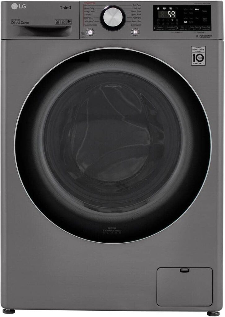 LG WM3555HVA 24 Inch Smart Front Load Washer/Dryer Combo with 2.4 cu.ft. Capacity, 14 Programs, 13 Wash Options, 8 Dry Cycles, TurboWash™, Allergiene™ Cycle, Sanitize Cycle, Steam Refresh