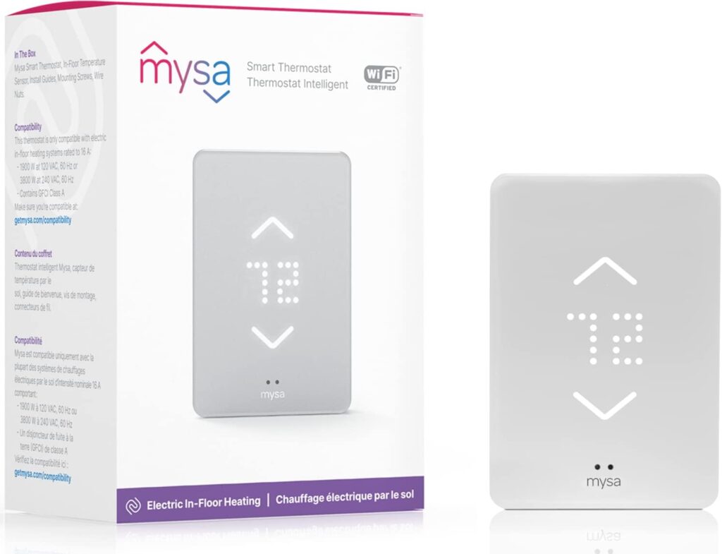 Mysa Smart Thermostat for Electric in-Floor Heating 240V | Class A GFCI | Easy Install | Use w/HomeKit, Alexa, Google Home | Wi-Fi Programmable | Remote Control with Free App | Save Energy