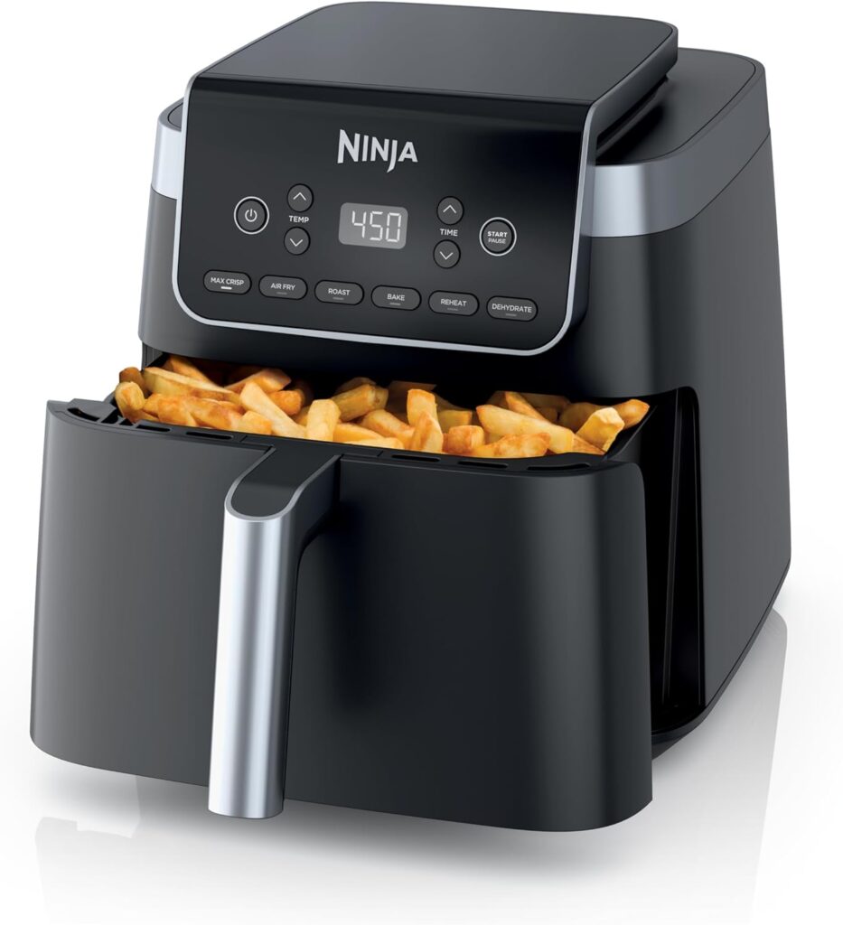 Ninja AF181 Air Fryer Pro XL 6-in-1 with 6.5 QT Capacity, Max Crisp, Air Fry, Air Roast, Bake, Reheat, Dehydrate, Max Crisp Technology with 450F, Nonstick Basket & Crisper Plate, Grey