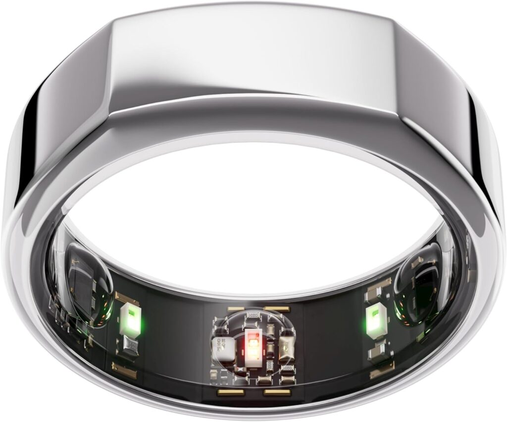 Oura Ring Gen3 Heritage - Silver - Size 8 - Smart Ring - Size First with Oura Sizing Kit - Sleep Tracking Wearable - Heart Rate - Fitness Tracker - 5-7 Days Battery Life