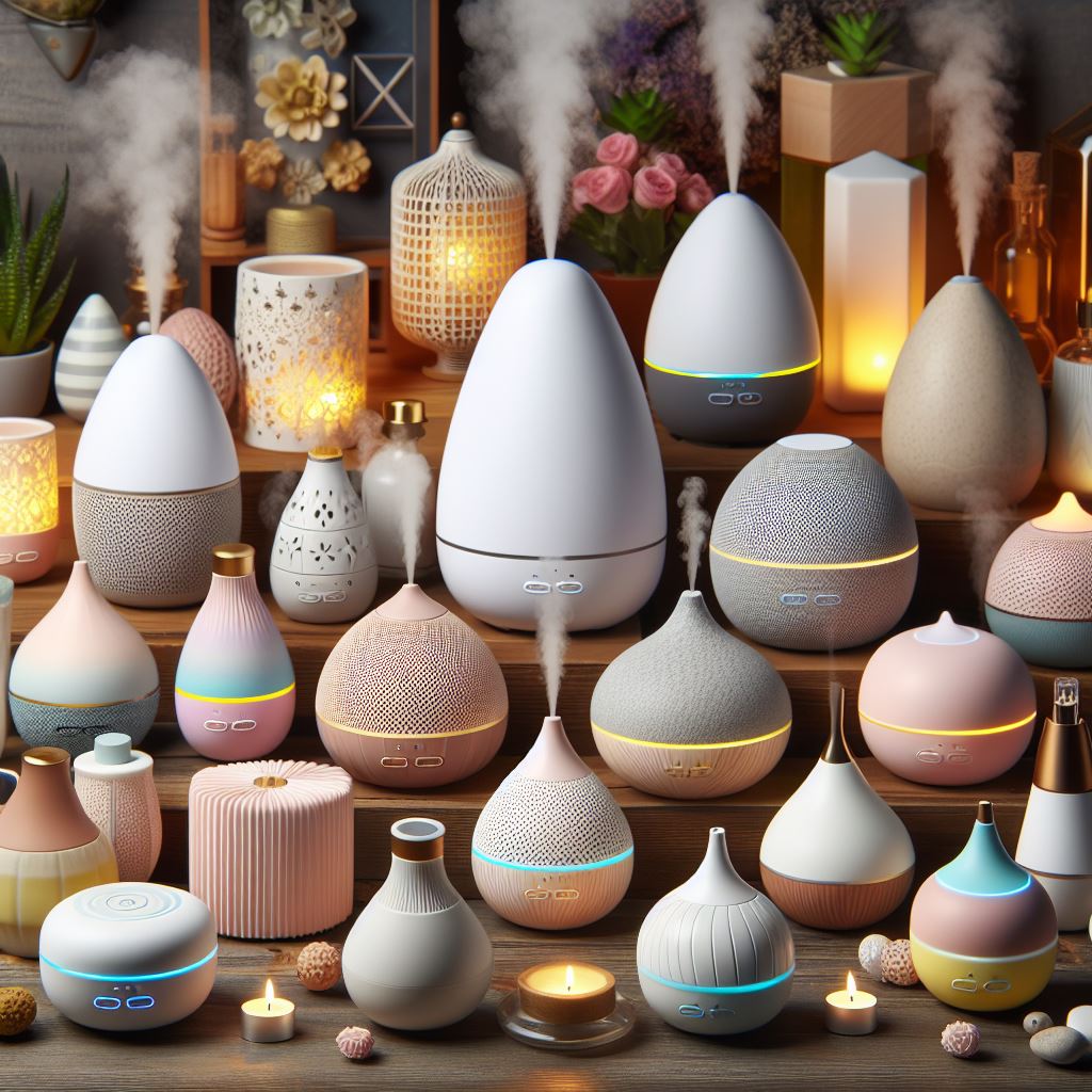 a variety of smart aromatherapy diffusers with different shapes and sizes
