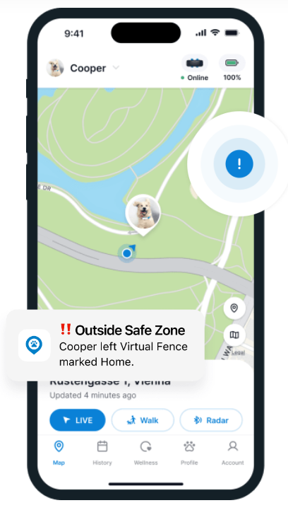 Tractive GPS Pet Tracker - virtual fence